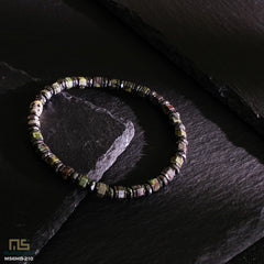 Dragon Blood Jasper Skull Silver - Healing Gemstone Bead Bracelet | 6mm