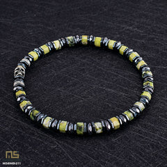 Yellow Turquoise Skull Silver - Healing Gemstone Bead Bracelet | 6mm