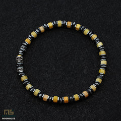 Yellow Topaz Skull Silver - Healing Gemstone Bead Bracelet | 6mm