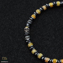 Yellow Topaz Skull Silver - Healing Gemstone Bead Bracelet | 6mm