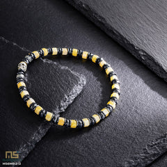 Yellow Topaz Skull Silver - Healing Gemstone Bead Bracelet | 6mm