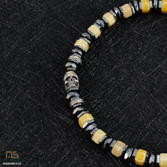 Yellow Topaz Skull Silver - Healing Gemstone Bead Bracelet | 6mm