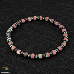 Rhodochrosite Skull Silver - Healing Gemstone Bead Bracelet | 6mm