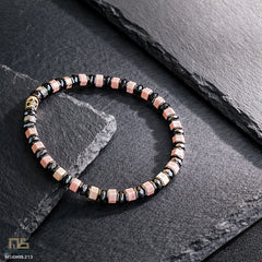 Rhodochrosite Skull Silver - Healing Gemstone Bead Bracelet | 6mm