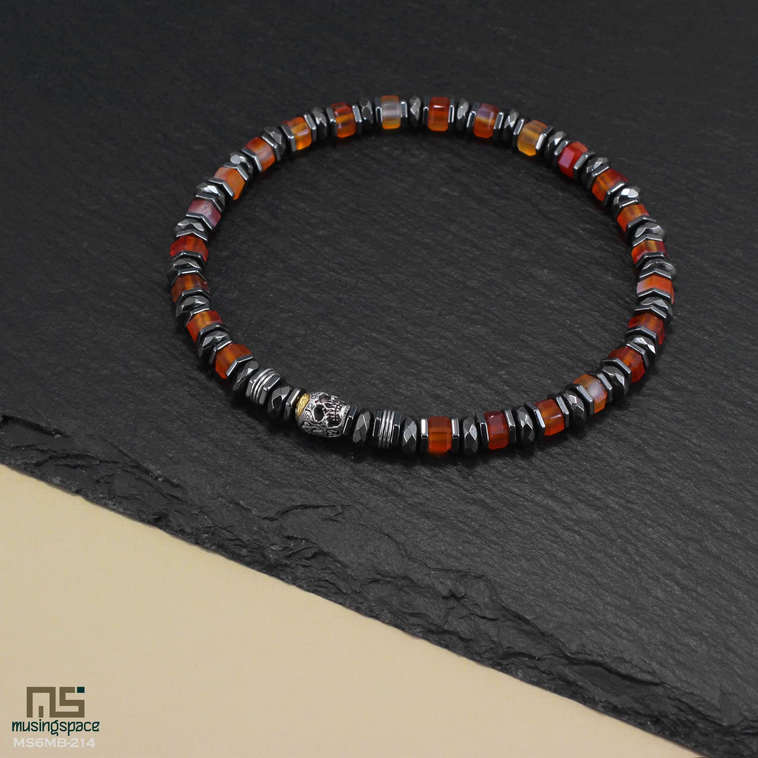 Red Sardonyx mens sterling silver bracelets