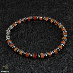 Red Sardonyx Skull Silver - Healing Gemstone Bead Bracelet | 6mm