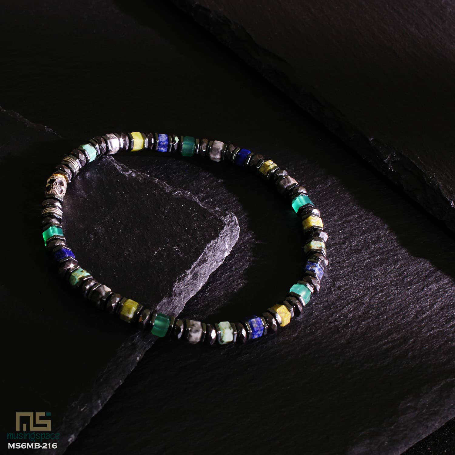 Green Agate, Grey Picture, Yellow Turquoise, Lapis Lazuli guys beaded bracelets