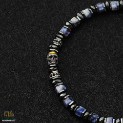 Blue Spot Jasper Skull Silver - Healing Gemstone Bead Bracelet | 6mm