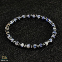 Blue Spot Jasper Skull Silver - Healing Gemstone Bead Bracelet | 6mm
